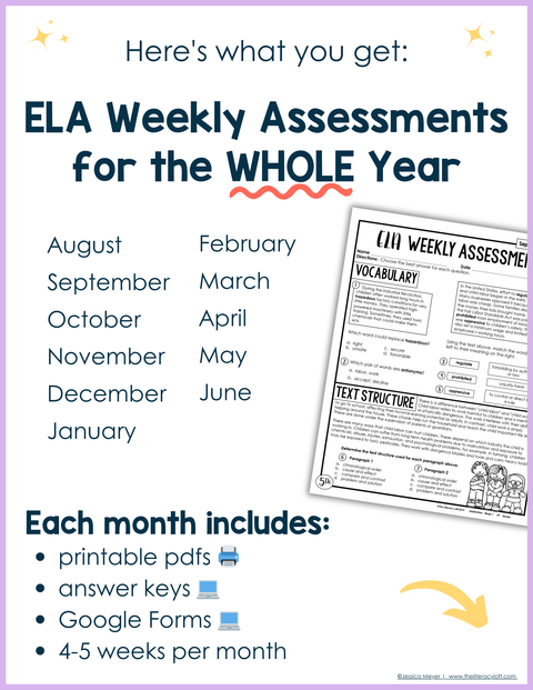 5th Grade ELA Morning Work and Weekly Assessments Bundle