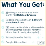 Daily Writing Prompts Monthly Summer Spring Winter Holiday 2nd 3rd 4th 5th Grade