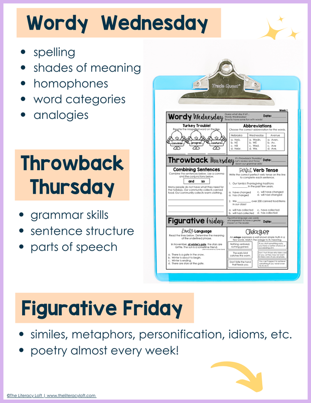 ELA Morning Work 5th Grade {November} | Distance Learning | Google Slides