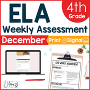 4th Grade ELA Reading Comprehension Morning Work Assessment Winter Review - Dec