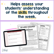 ELA Weekly Assessments 6th Grade  | Printable | Google Forms