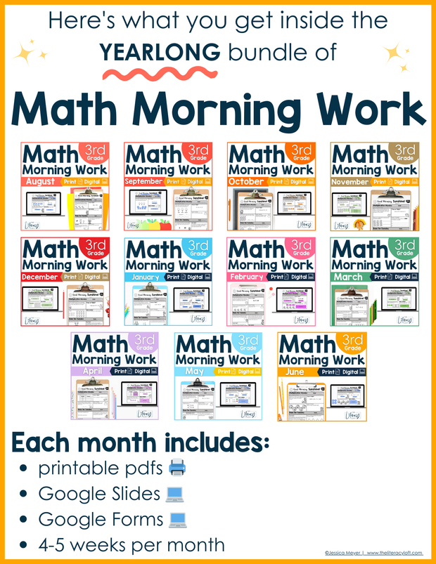 ELA + Math Morning Work 3rd Grade {The Bundle} | Google Slides + Forms