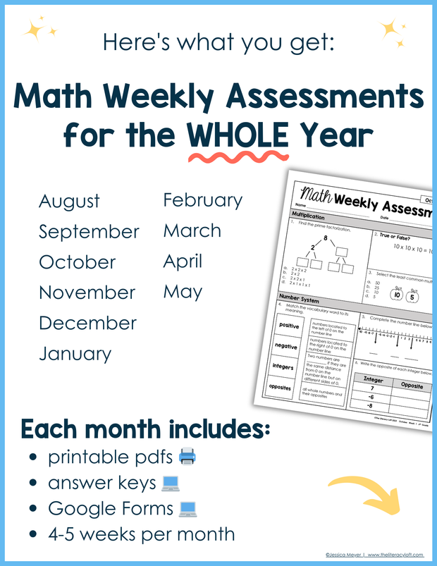 6th Grade Math Daily Review and Weekly Assessments Bundle