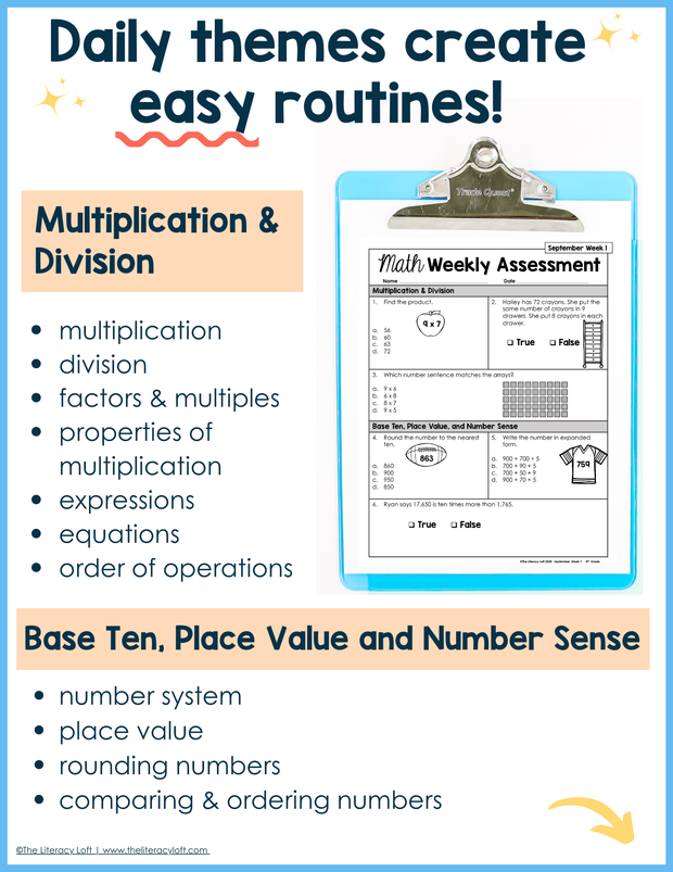 Math Weekly Assessments 4th Grade | Printable | Google Forms