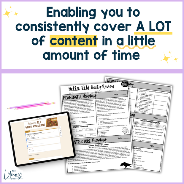 10th Grade ELA Daily Review & Assessment Reading Comprehension Bundle High School