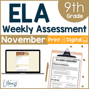 9th Grade ELA Reading Comprehension November Fall Morning Work Assessment Thanksgiving High School