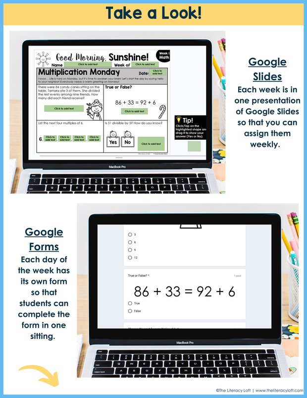 Math Morning Work 4th Grade {December} I Distance Learning I Google Apps