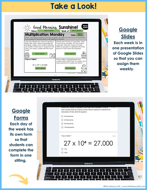 Math Morning Work 5th Grade {December} I Distance Learning I Google Apps