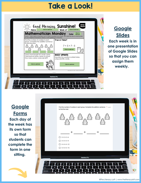 Math Morning Work 2nd Grade {December} I Distance Learning I Google Apps