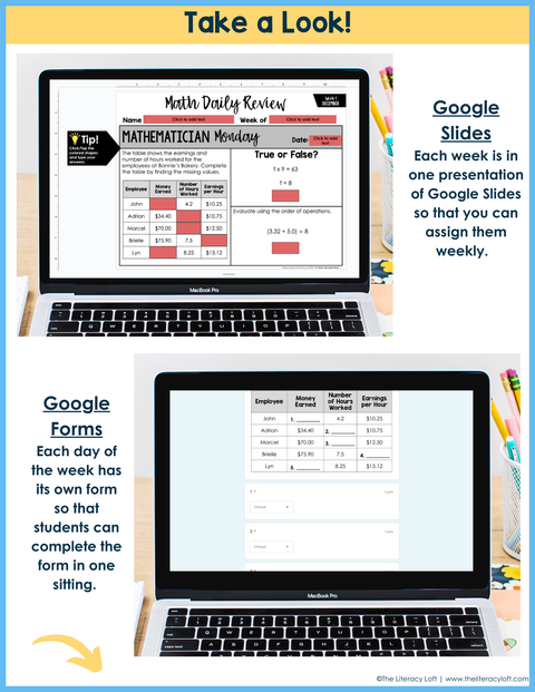 Math Daily Review 6th Grade {December} | Distance Learning | Google Apps