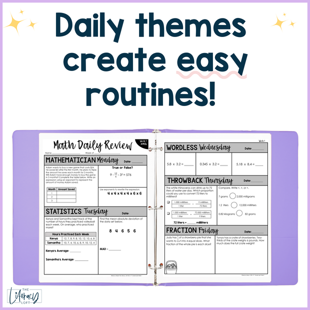 Math Daily Review 6th Grade {April} | Distance Learning | Google Apps