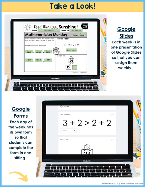 Math Morning Work 1st Grade {December} I Distance Learning I Google Apps