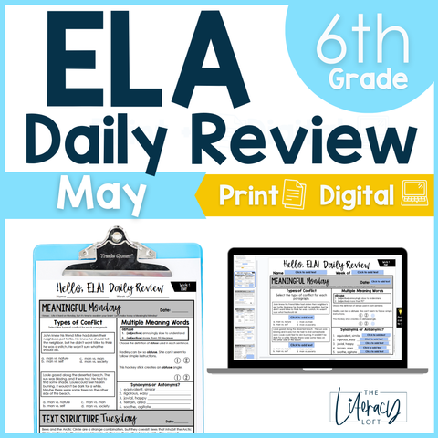 ELA Daily Review 6th Grade {May} | Distance Learning | Google Slides and Forms