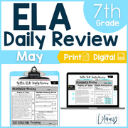 ELA Daily Review 7th Grade {May} | Distance Learning | Google Slides and Forms