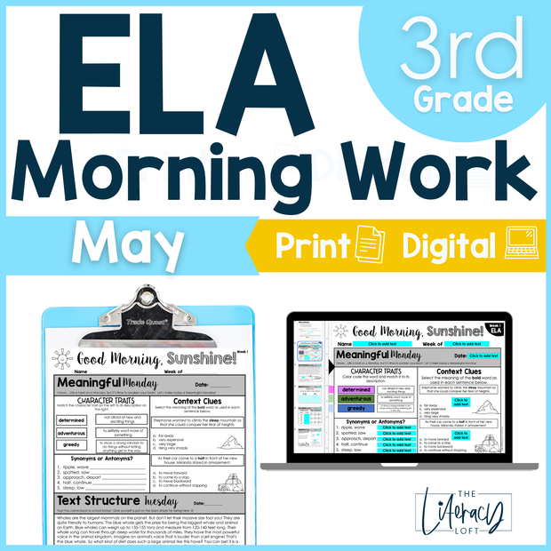 ELA Morning Work 3rd Grade {May} | Distance Learning | Google Slides