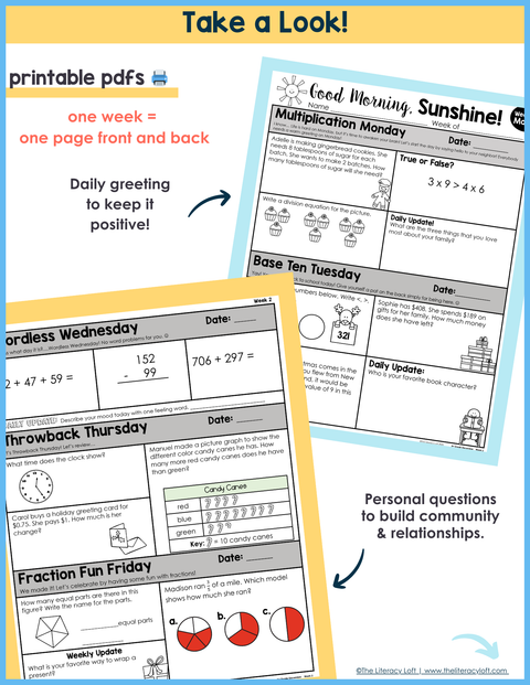 Math Morning Work 3rd Grade {December} I Distance Learning I Google Apps