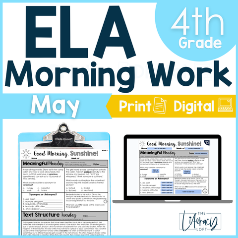 ELA Morning Work 4th Grade {May} | Distance Learning | Google Slides