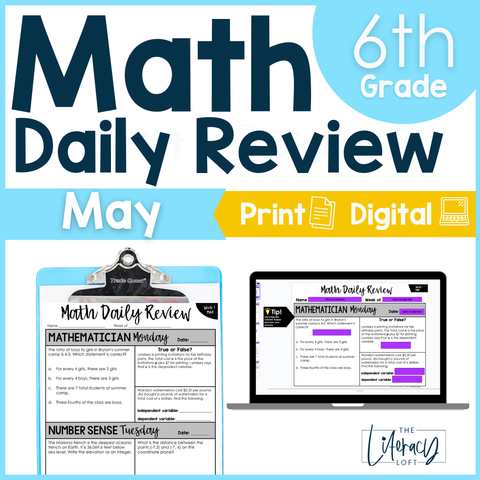 Math Daily Review 6th Grade {May} | Distance Learning | Google Apps