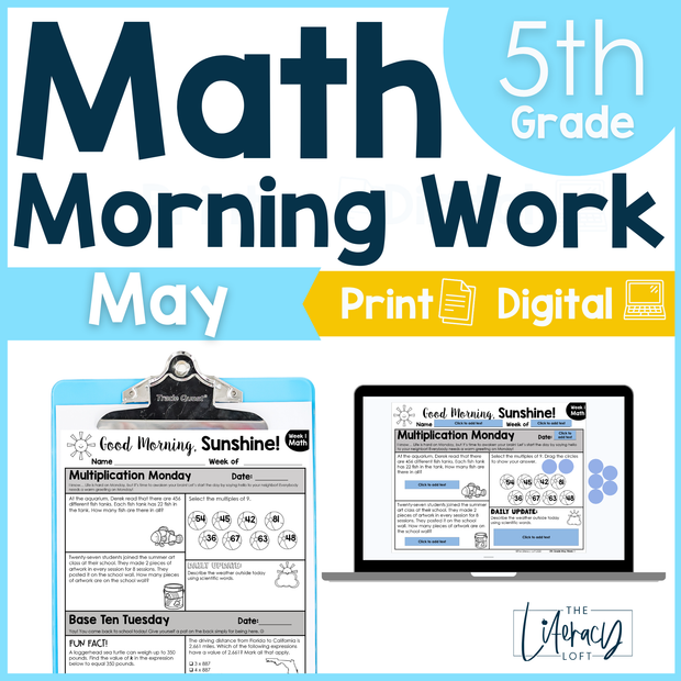 Math Morning Work 5th Grade {May} | Distance Learning | Google Slides