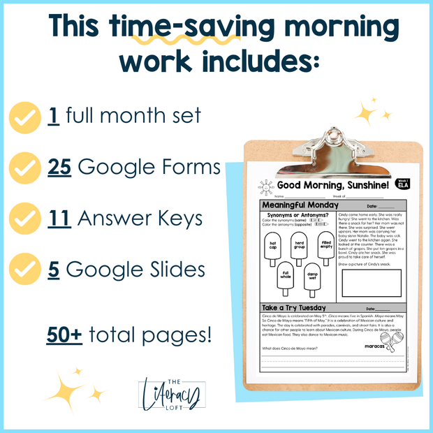 ELA Morning Work 1st Grade (May) | Distance Learning | Google Slides