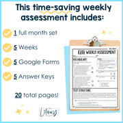 ELA Weekly Assessments 8th Grade May Morning Work | Printable | Google Forms