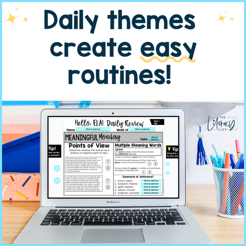 ELA Daily Review 7th Grade {May} | Distance Learning | Google Slides and Forms