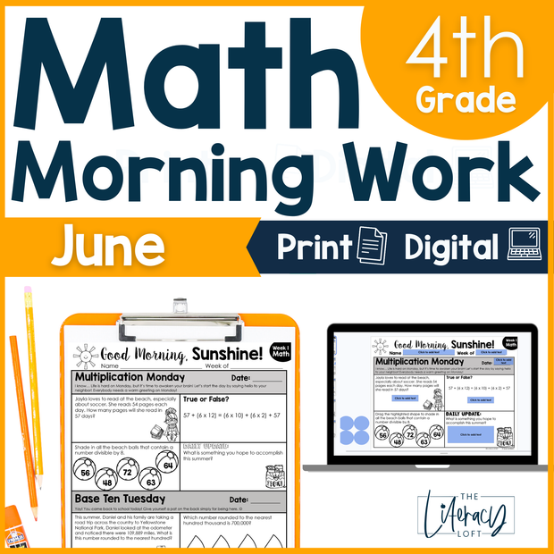 Math Morning Work 4th Grade {June} | Distance Learning | Google Apps