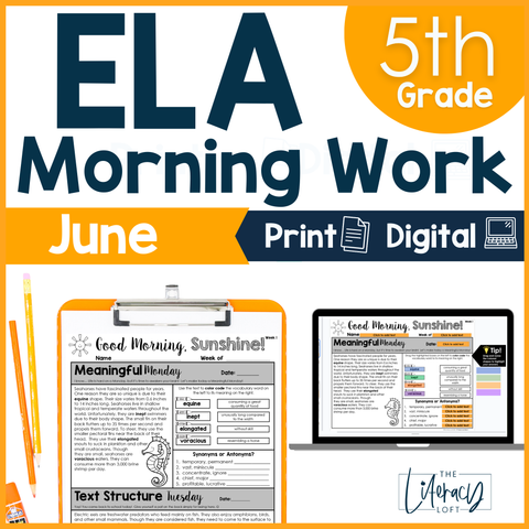 ELA Morning Work 5th Grade {June} | Distance Learning | Google Slides