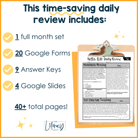 ELA Daily Review 6th Grade {June} | Distance Learning | Google Slides and Forms