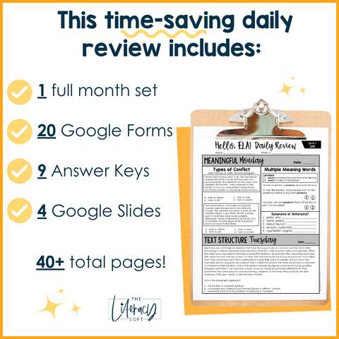 ELA Daily Review 7th Grade {June} | Distance Learning | Google Slides and Forms