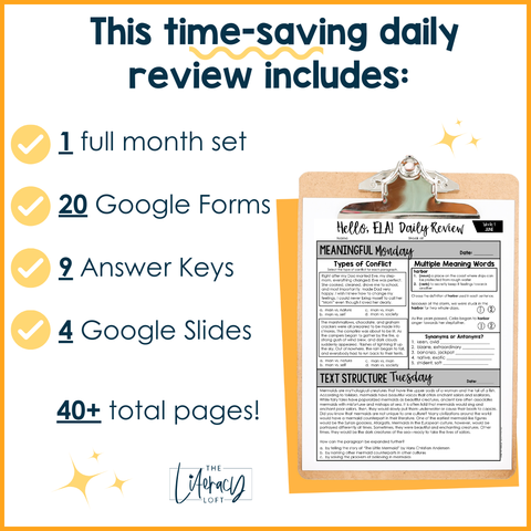 ELA Daily Review 8th Grade {June} | Distance Learning | Google Slides and Forms