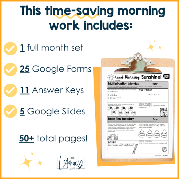 Math Morning Work 5th Grade {June} | Distance Learning | Google Slides