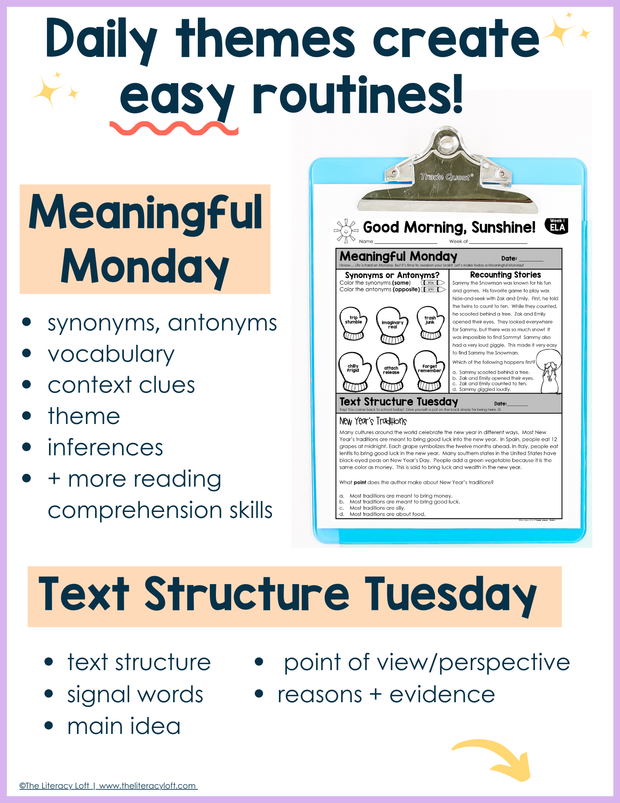 ELA Morning Work 2nd Grade {January} I Distance Learning I Google Slides