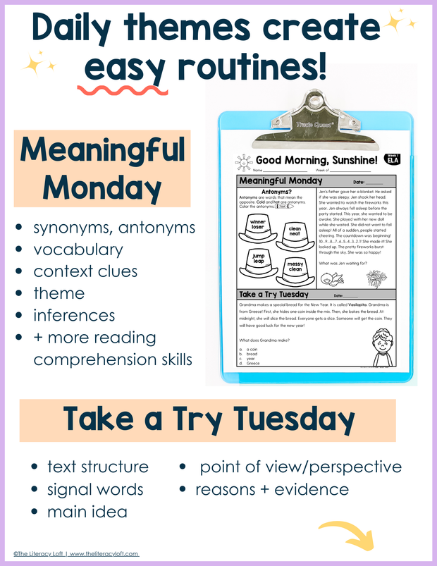 ELA Morning Work 1st Grade  (January) I Distance Learning I Google Slides