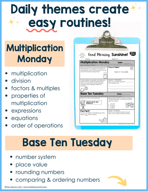 Math Morning Work 5th Grade {January} I Distance Learning I Google Apps