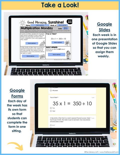 Math Morning Work 4th Grade {January} I Distance Learning I Google Apps