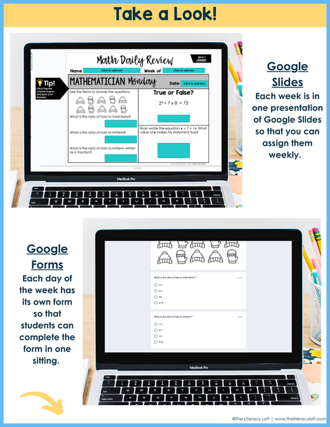 Math Daily Review 6th Grade {January} | Distance Learning | Google Apps