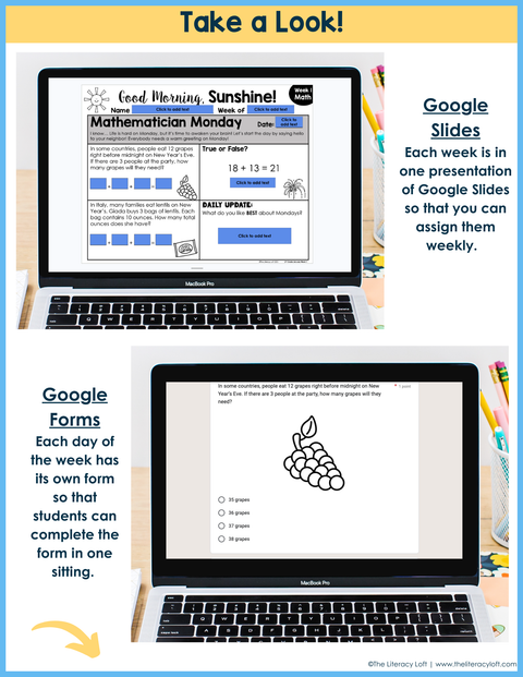 Math Morning Work 2nd Grade {January} I Distance Learning I Google Apps