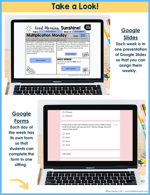 Math Morning Work 5th Grade {January} I Distance Learning I Google Apps