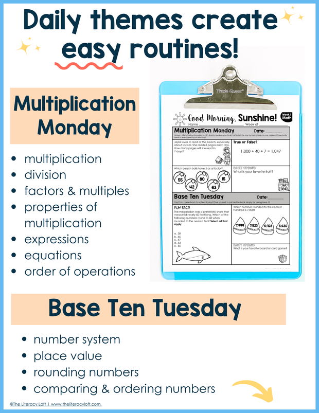 3rd Grade Math Morning Work and Weekly Assessments Bundle