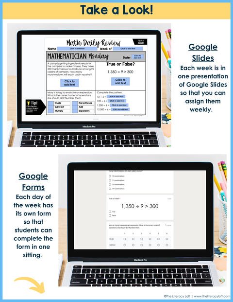 Math Daily Review 6th Grade {August} | Distance Learning | Google Apps