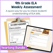 9th Grade Reading Comprehension ELA Morning Work Assessment Bundle High School