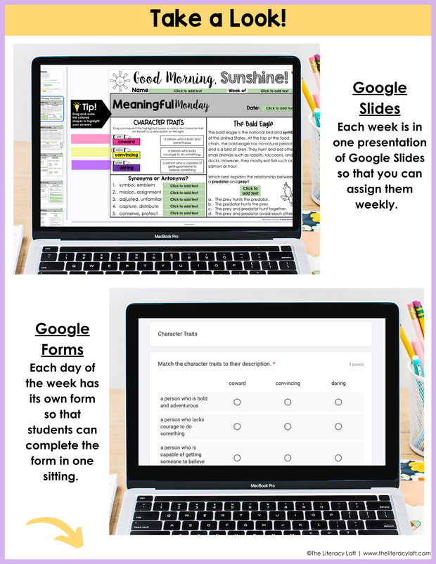 ELA Morning Work 5th Grade {April} | Distance Learning | Google Slides