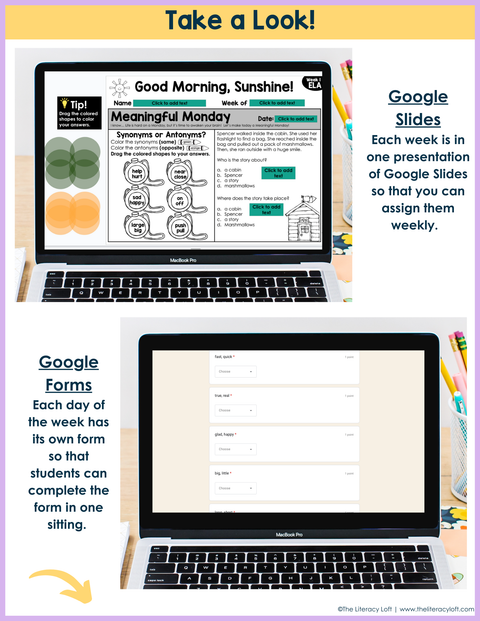 ELA Morning Work 2nd Grade {August} | Distance Learning | Google Slides