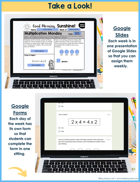 Math Morning Work 4th Grade {August} | Distance Learning | Google Apps