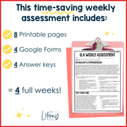 9th Grade ELA Reading Comprehension Morning Work Assessment Winter Review - Dec