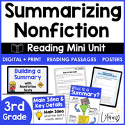 3rd Grade Summarizing Nonfiction Text Fun Reading Comprehension Passages Unit