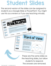 Point of View 4th and 5th Grade Reading Comprehension Passages, Anchor Charts, Exit Slips, Sort