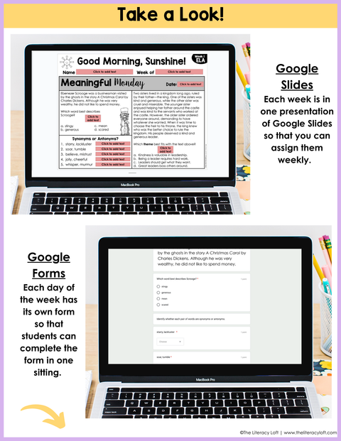 ELA Morning Work 3rd Grade {December} I Distance Learning I Google Slides