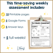 2nd Grade ELA Reading Comprehension November Morning Work Assessment Elementary